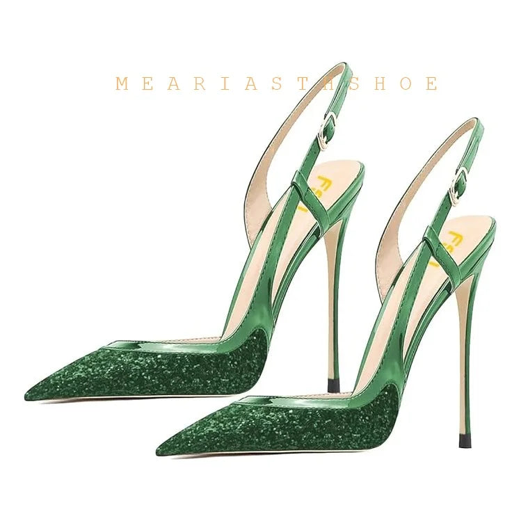 Black Lace Mesh Pointed Toe Side Open Slim High Heel Sandals For Women