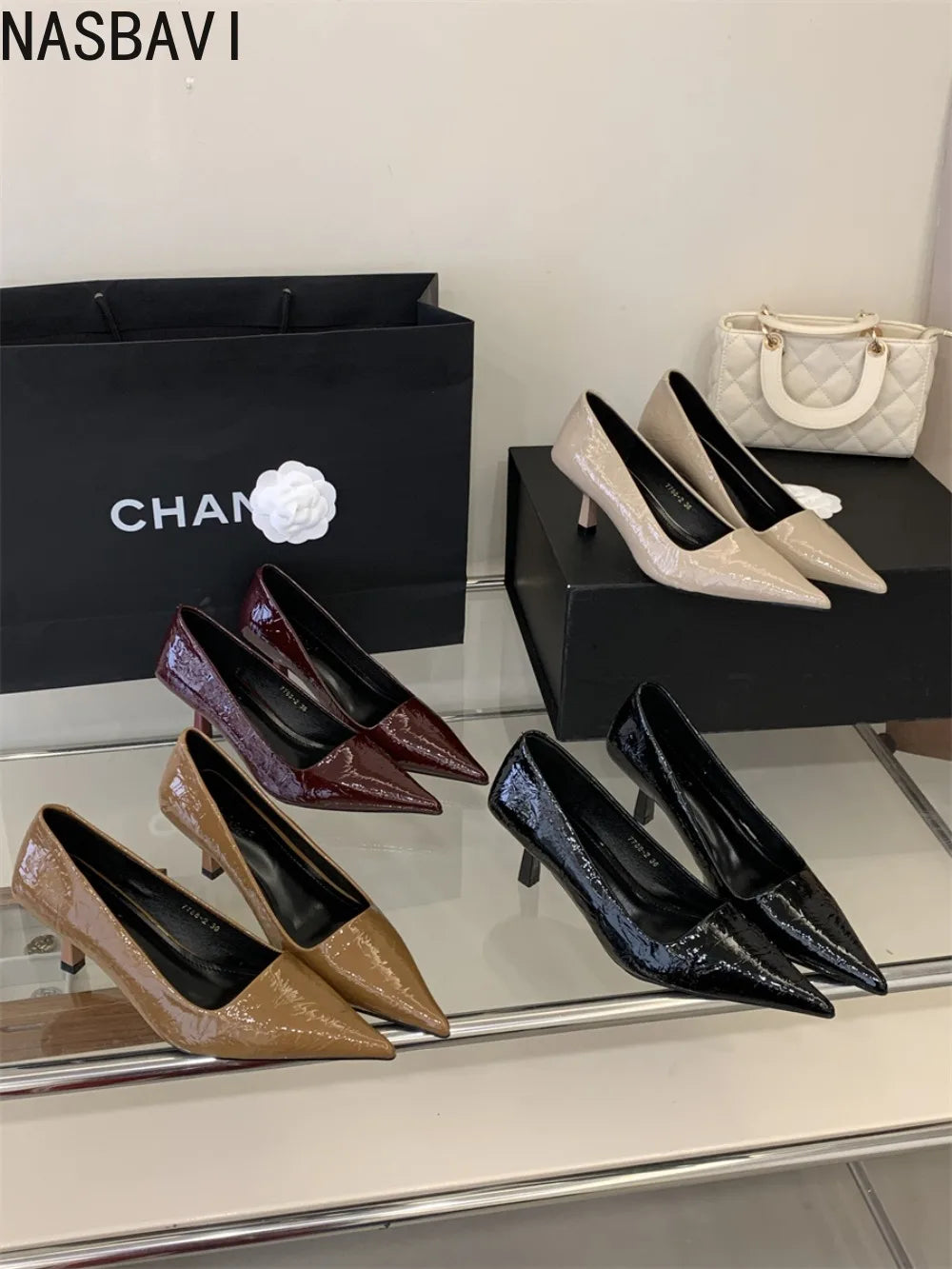 Elegant Slim Pointed Toe Slip On Pumps