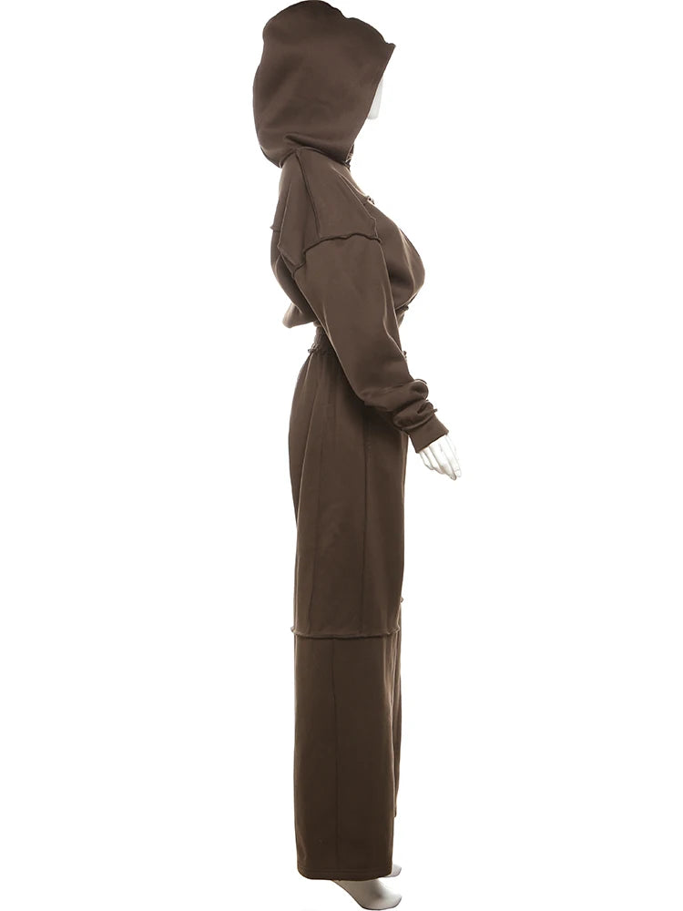 Cozy Woolen Hooded Pantsuit