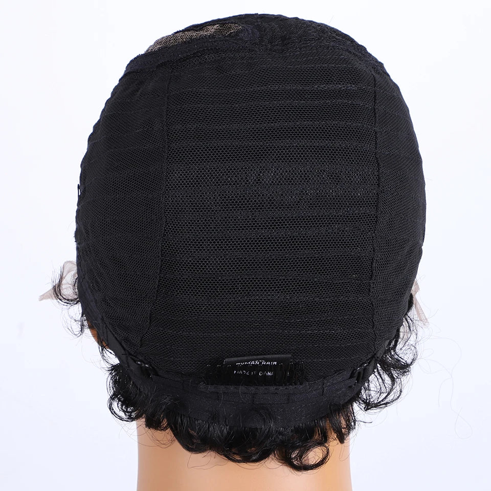 Curly Short Pixie Lace Front Wig Remy Human Hair Glueless for Women