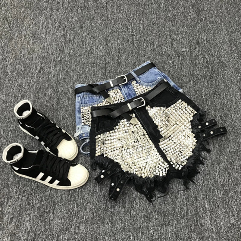 Relaxed Fit High Waisted Denim Shorts With Tassel Accents For Women