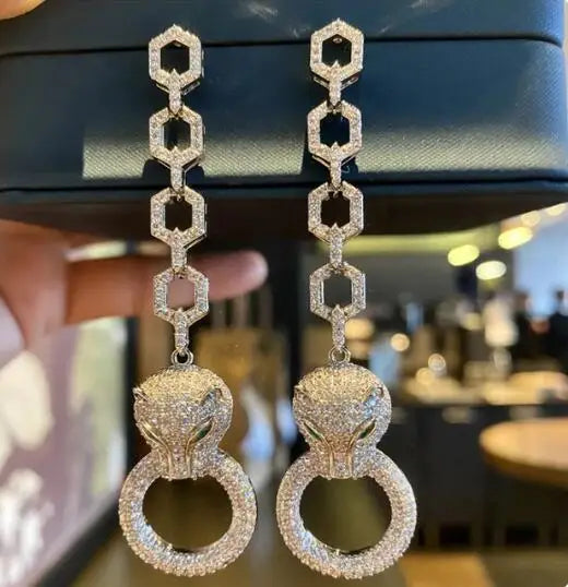 Leopard Zircon Earrings Necklace And Bracelet Set for Women