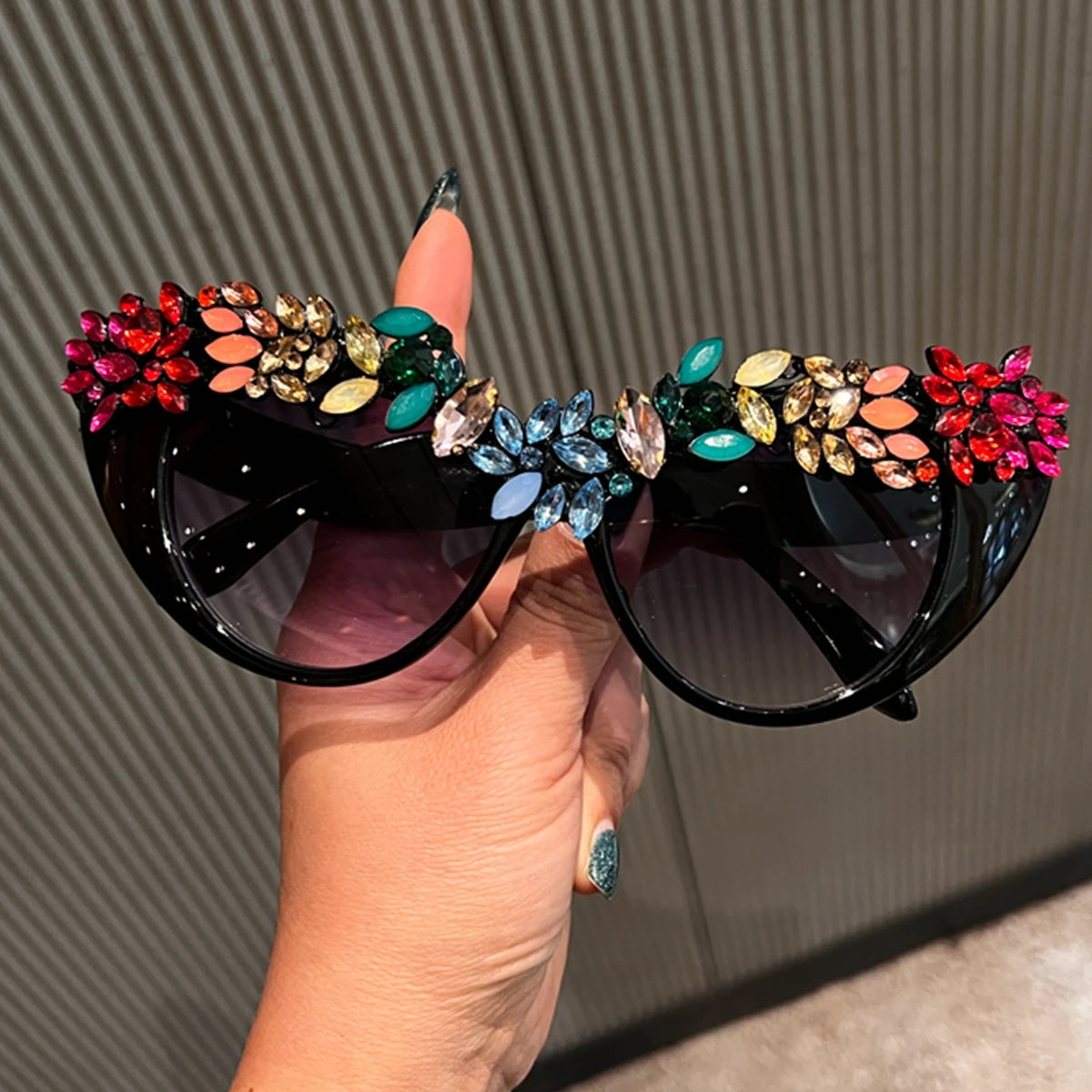 Colorful Gem Cat Eye Sunglasses