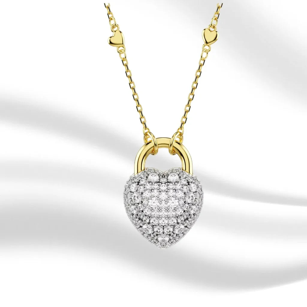 Elegant Gold-Plated Mixed-Cut Crystal Pendant Necklace for Women