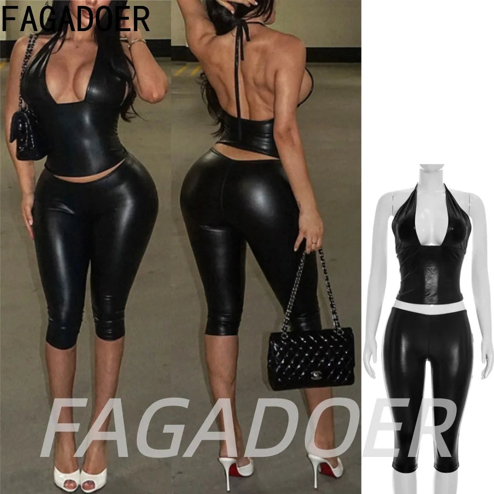 Lace Up Halter Top Strappy Two Piece Set Summer Ready for Women