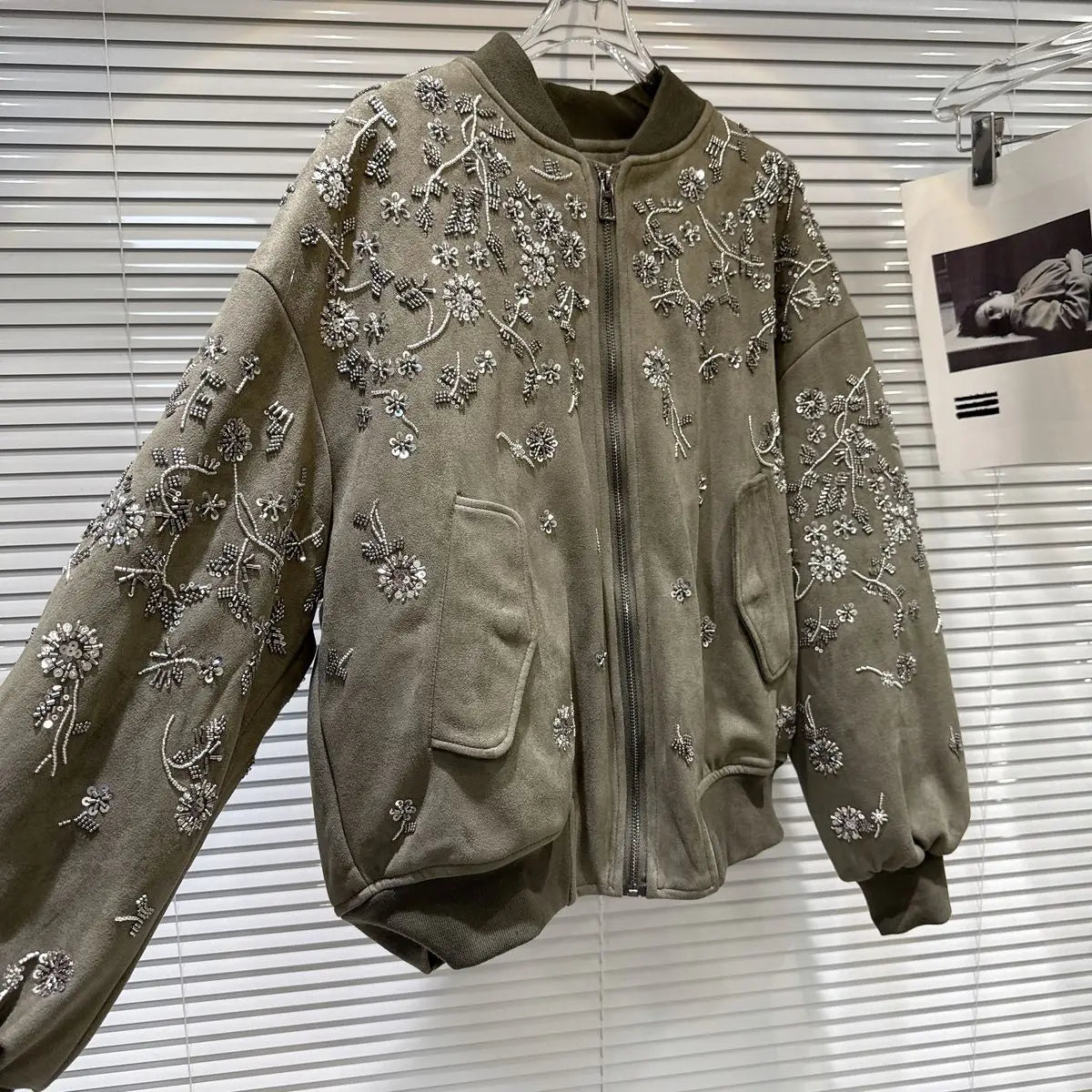 2026 Winter New Coat for Women,Retro Heavy Industry Nail Bead Suede Embroidery Loose Cotton Jacket