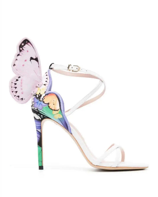 Metallic Butterfly Stiletto Sandals