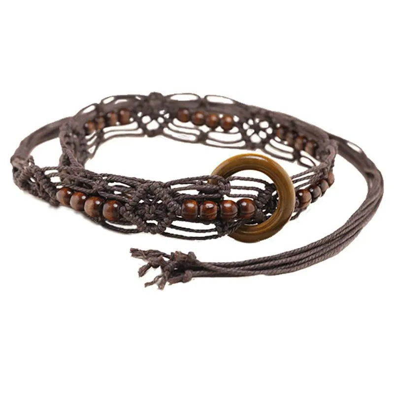 Vintage Handmade Woven Beaded Waist Chain for Women