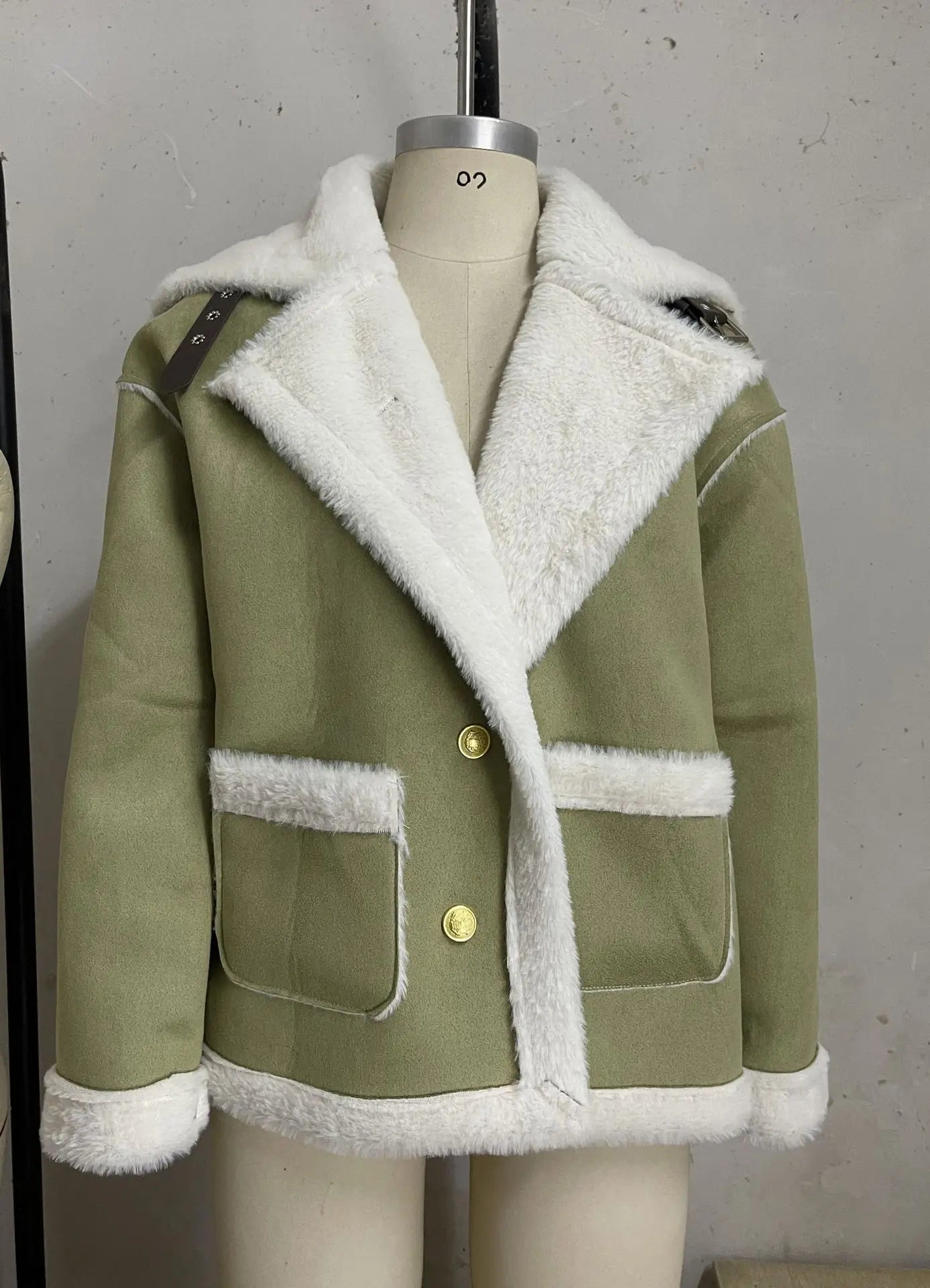 Turn Down Collar Shearling Jacket