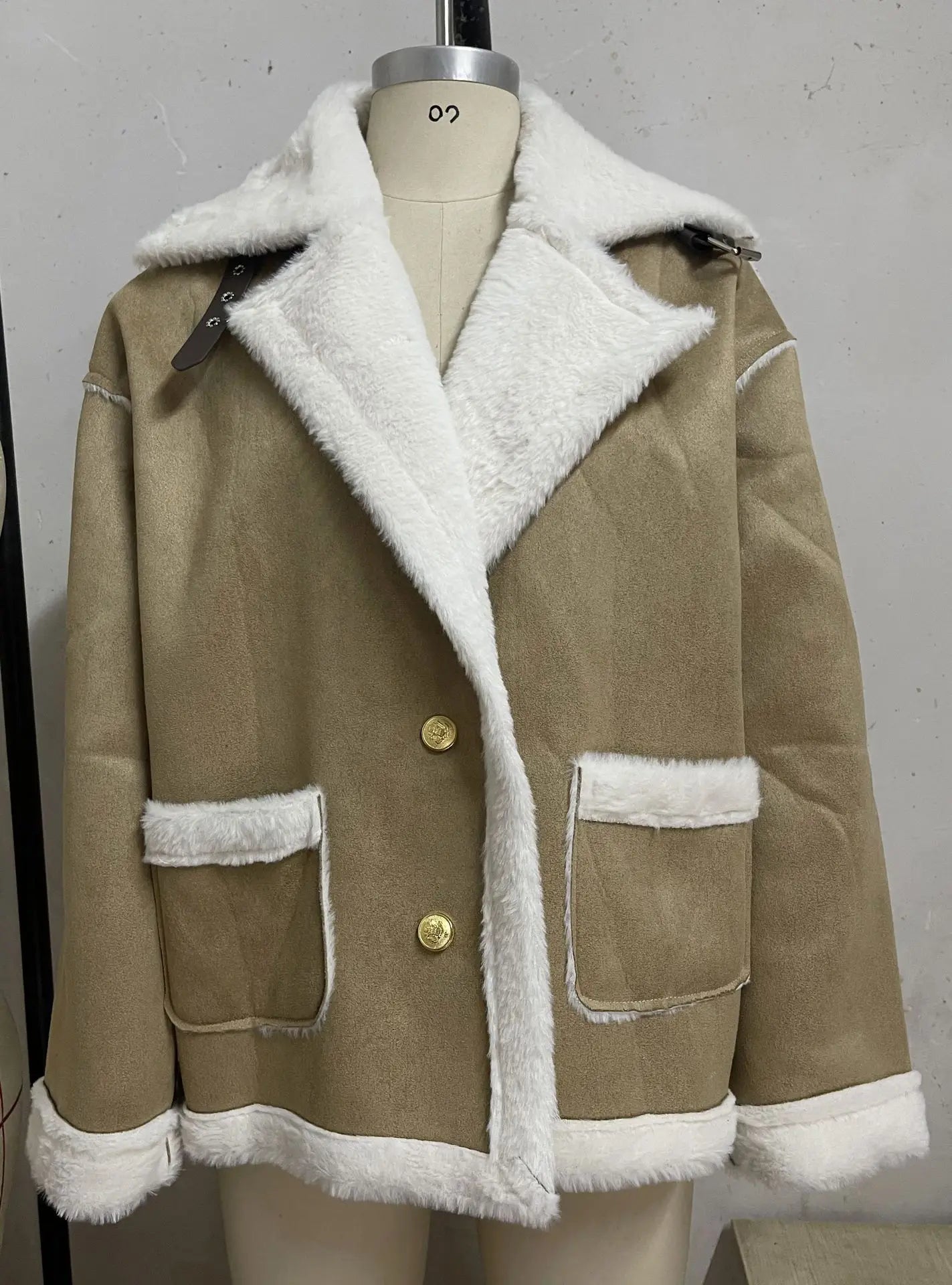 Turn Down Collar Shearling Jacket
