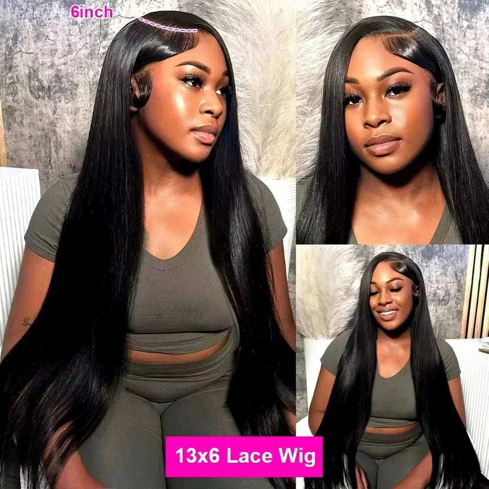 Long Straight Transparent Lace Front Human Hair Wig For Women