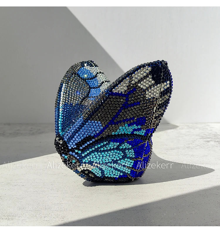 Alizekerr Butterfly Diamond Evening Bags Women 2025 Luxury Designer Gorgeous Rhinestone Clutch Purses And Handbags Wedding Party