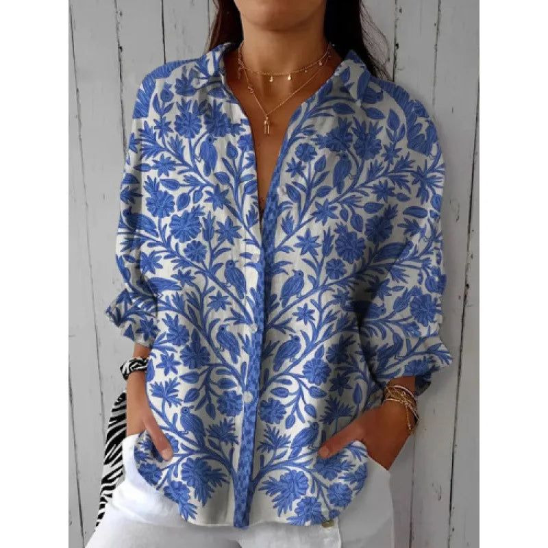 Ditsy Floral Oversized Dropped Shoulder Blouse for Women