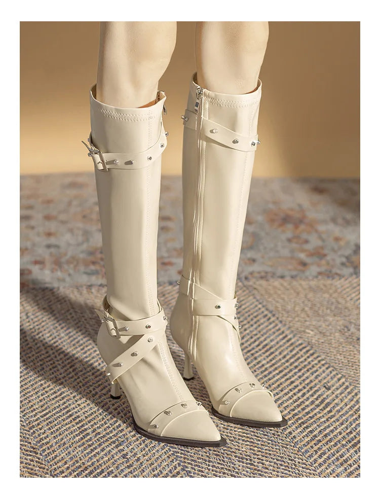 Black Mid Calf Stiletto Boots