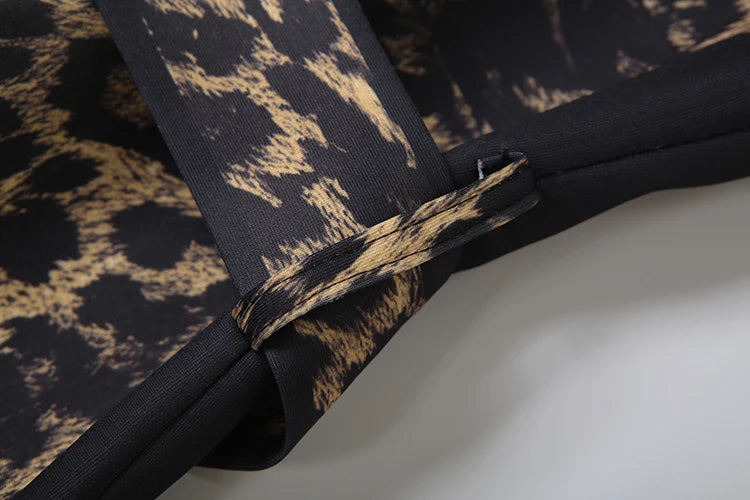 Cutemew Trench Leopard Print Coat Women Hipster Fall Warm Lapel Neck Full Sleeve Coquette Street Adjustable Belt Lady Outwear