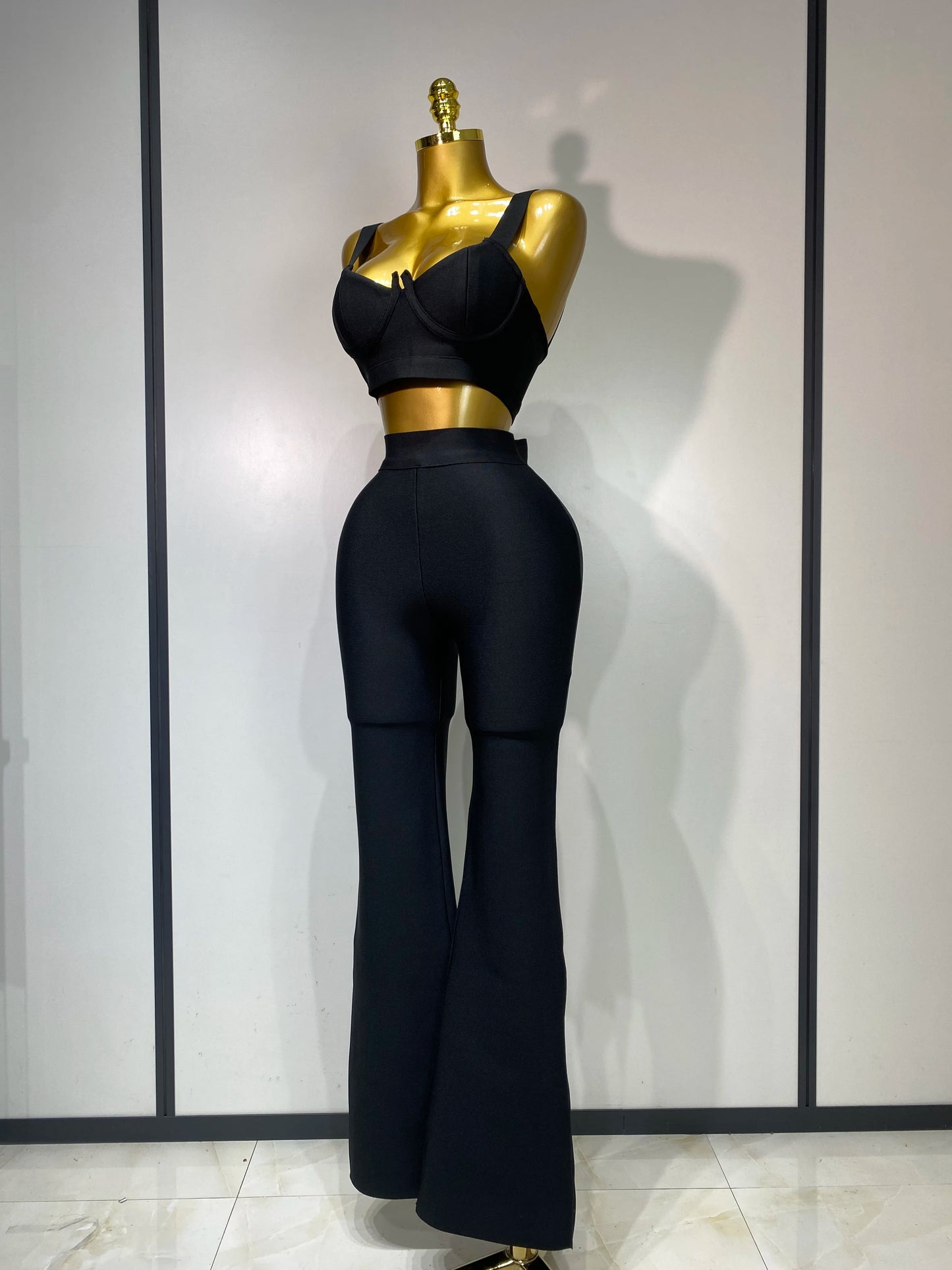 Women Sexy Bandage Crop Top Pant Set Evening Party Club Luxury Birthday High Street Fashion Elegant Luxury Birthday Outfit ﻿