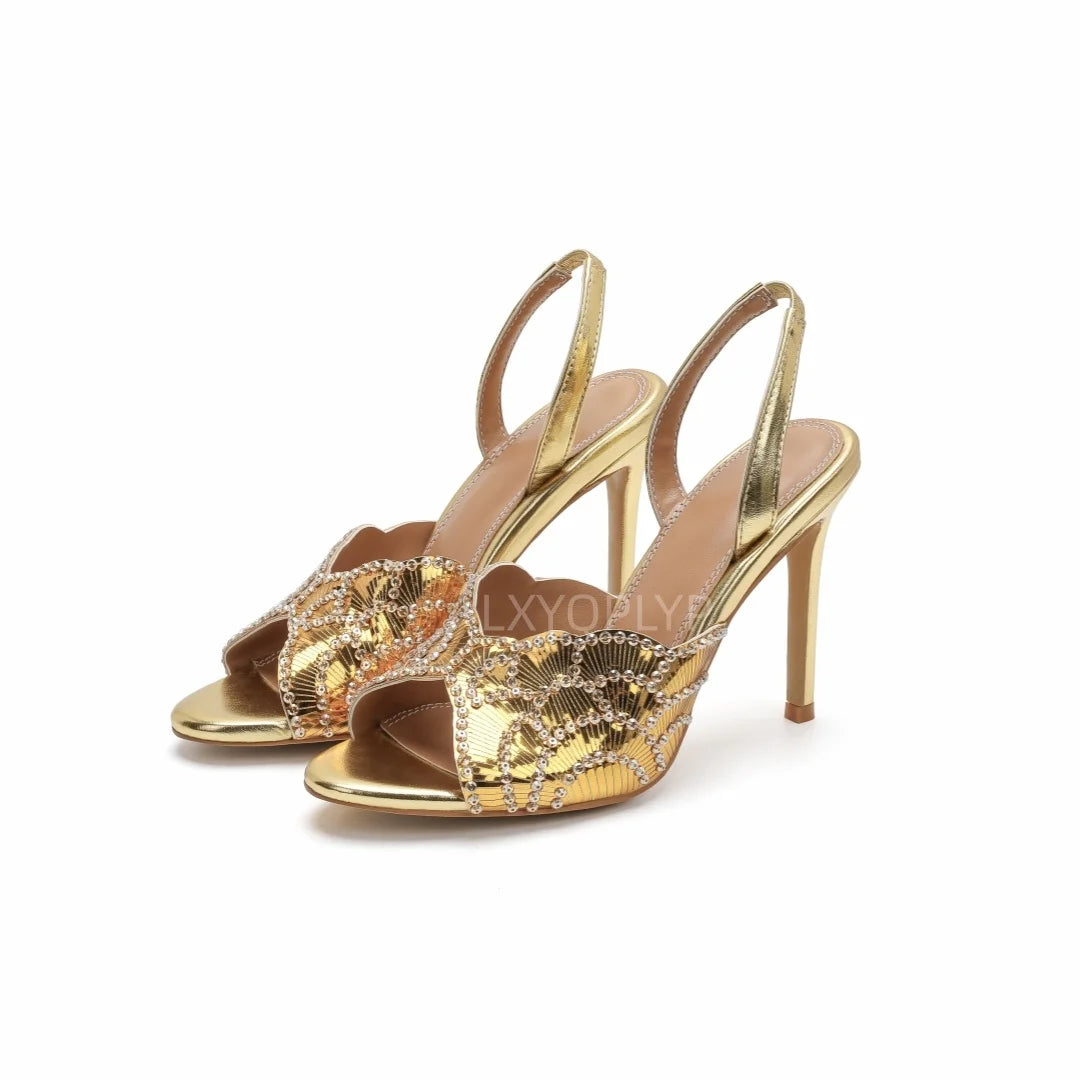 Luxurious Sparkling Fish Mouth Strap Sandals for Women