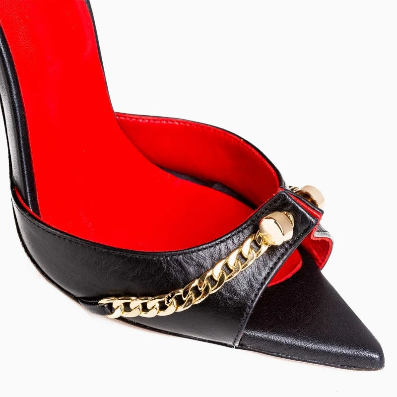Metal Decoration Pointed Toe High Heel Sandals for Women