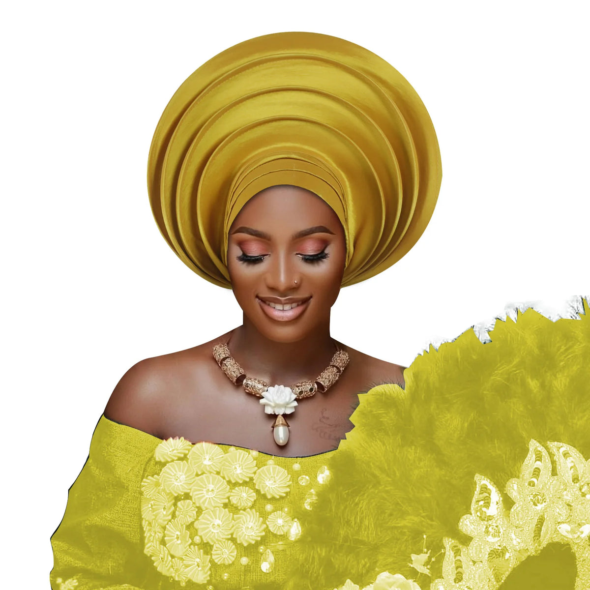 African Wedding Gele Turban Head Wrap Cap for Women