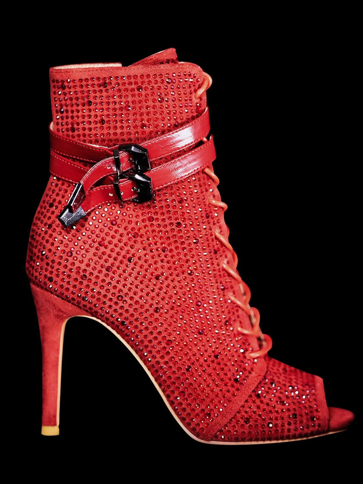 Peep Toe Ankle Stiletto Latin Dance Heels for Women