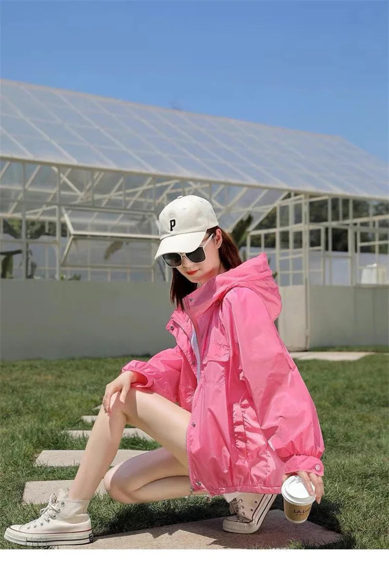 Casual Loose Fit Breathable Hooded Jacket for Women