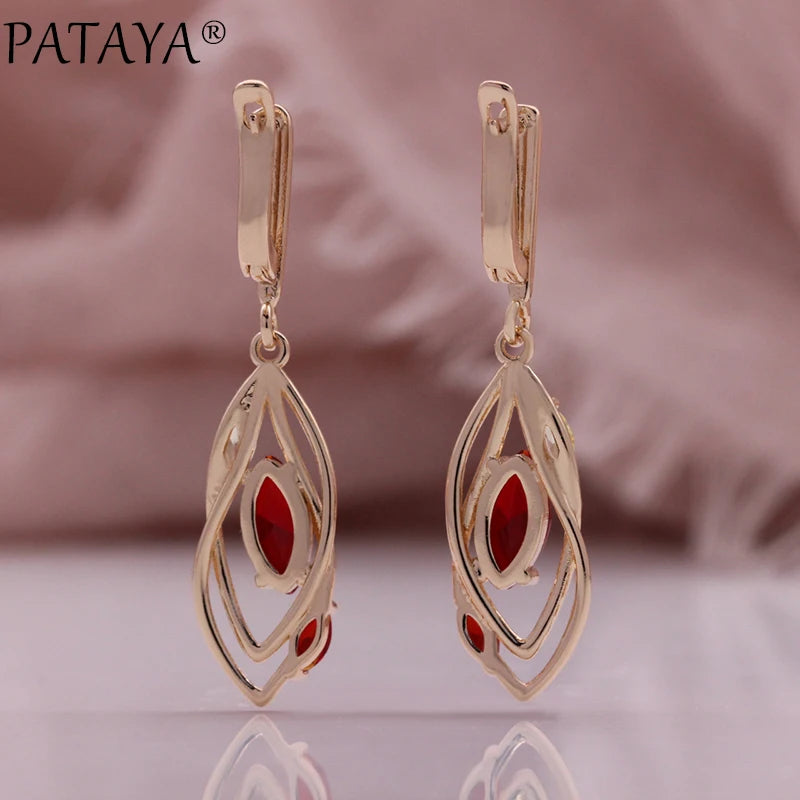 Pomegranate Red Zircon Drop Earrings