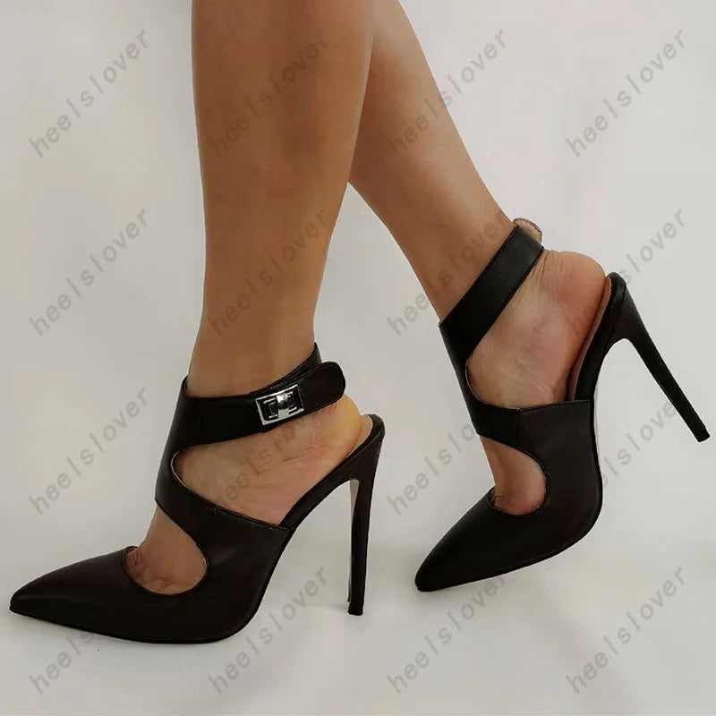 Elegant Hollow Out Pointed Toe Stiletto Sandals for Women