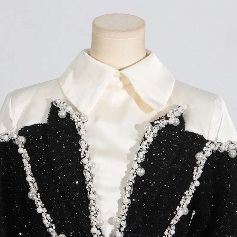 Sequin Beaded Patchwork Mini Dress