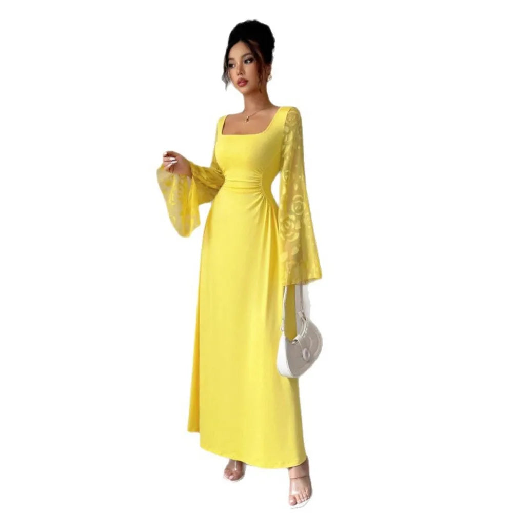 Elegant Solid Color Classic A-Line Midi Dress for Women