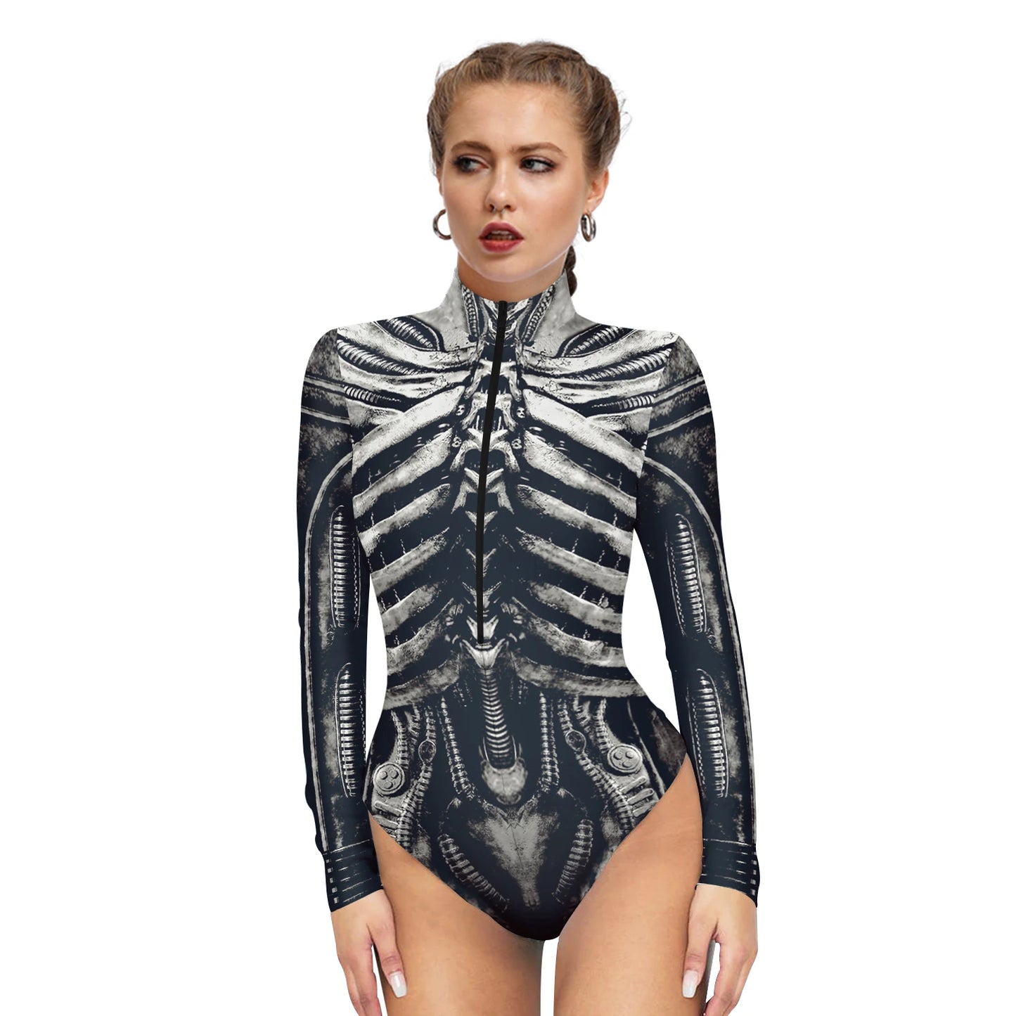 Halloween Skeleton Print Zentai Jumpsuit for Women