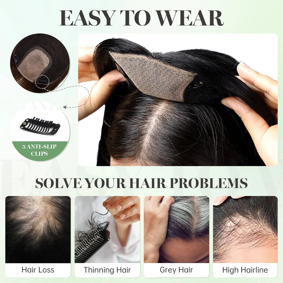 Clip In Light Blonde Dark Root Straight Hair Topper For Women