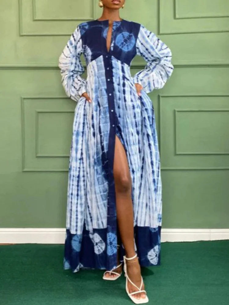 Printed Loose Fit Maxi Dress With Pockets for Women