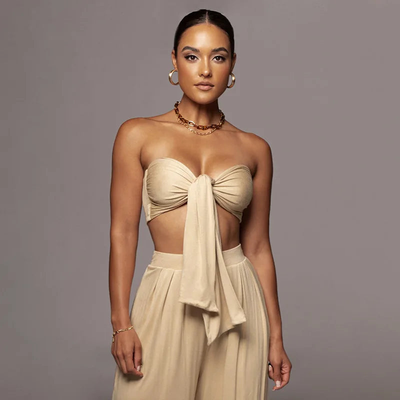 Elegant Solid Color Casual Two Piece Set for Women