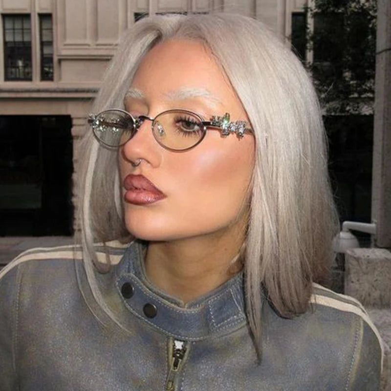 Oval Rhinestone Blue Light Reading Glasses for Women