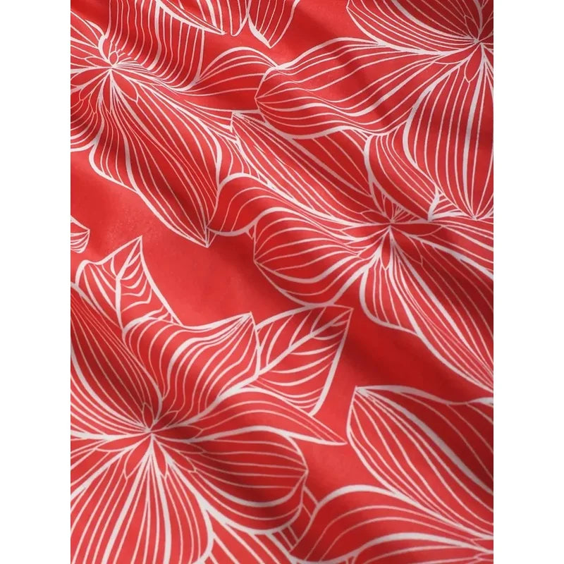 Plus Size Printed Wide Leg Elastic Waist Pants for Women