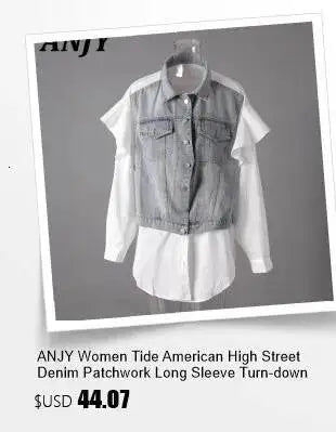ANJY Summer New Women American Style Vintage Fashion Slim Fit Denim Short Jacket Stand Collar Puff Sleeve Washed Ins Coat A24293