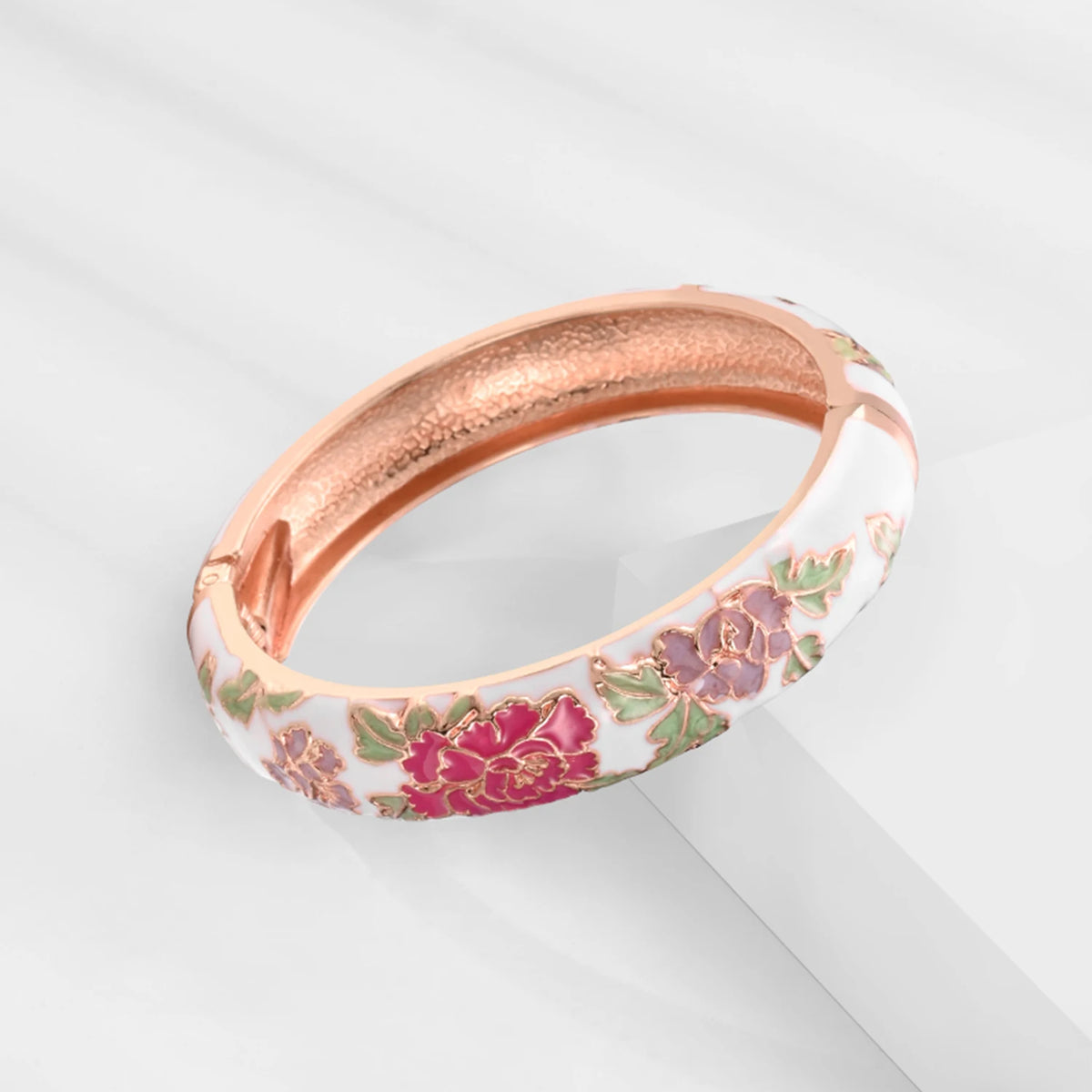 White Enamel Bohemian Bangle Bracelet