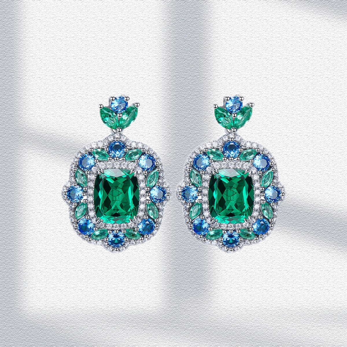 Emerald Zircon Necklace Ring and Earring Set for Women