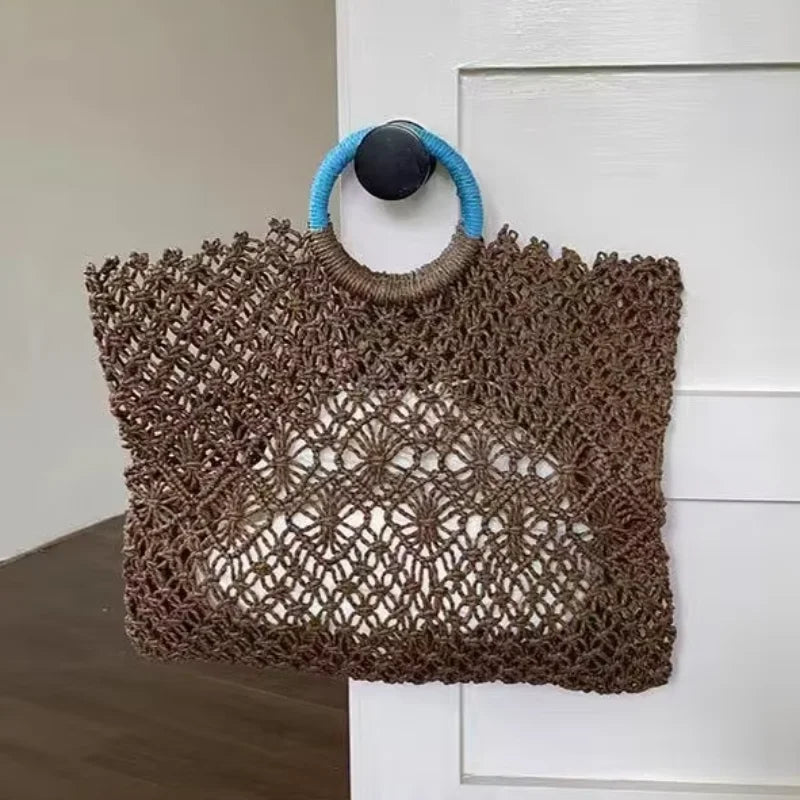 Hollow Straw Personality Shoulder Bag Niche Hand-woven Raffia Rattan Beach Bag Versatile Leisure Shopping Travel Bag Handbag