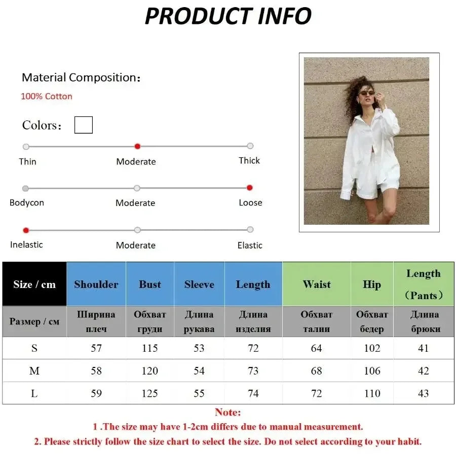 Casual Cotton Shirt and Elastic Waist Pants Set for Women