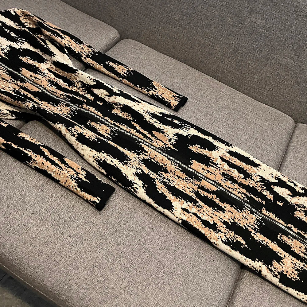 Leopard Print Long Sleeve Sheath Dress