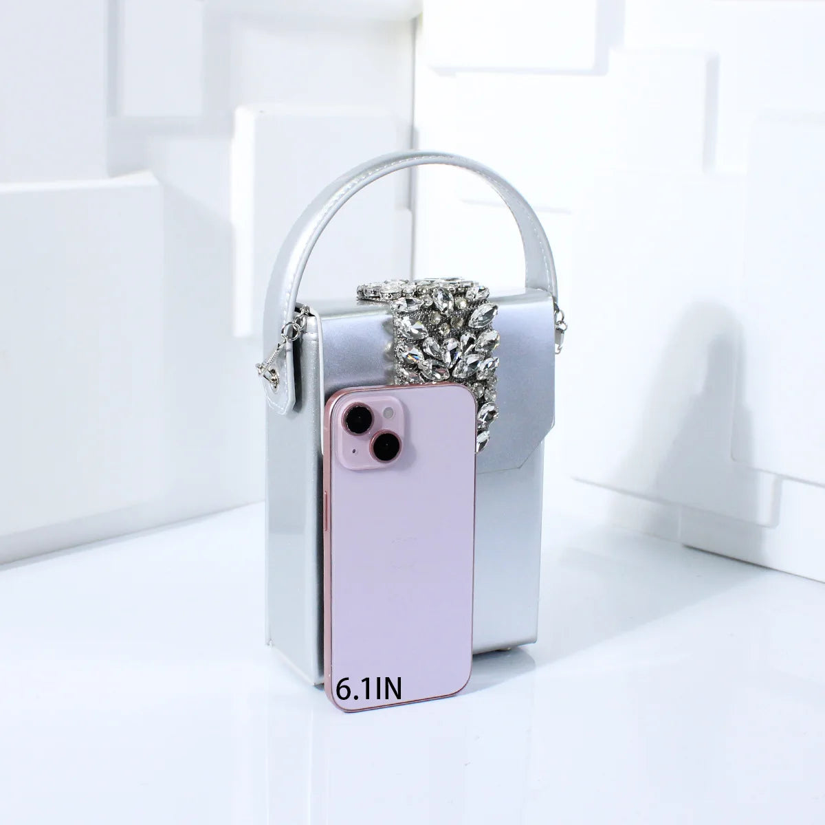 Exquisite Compact Banquet Bag for Women Luxury Rhinestones Square Box Versatile Wedding Clutch Purse Evening Dress Bag