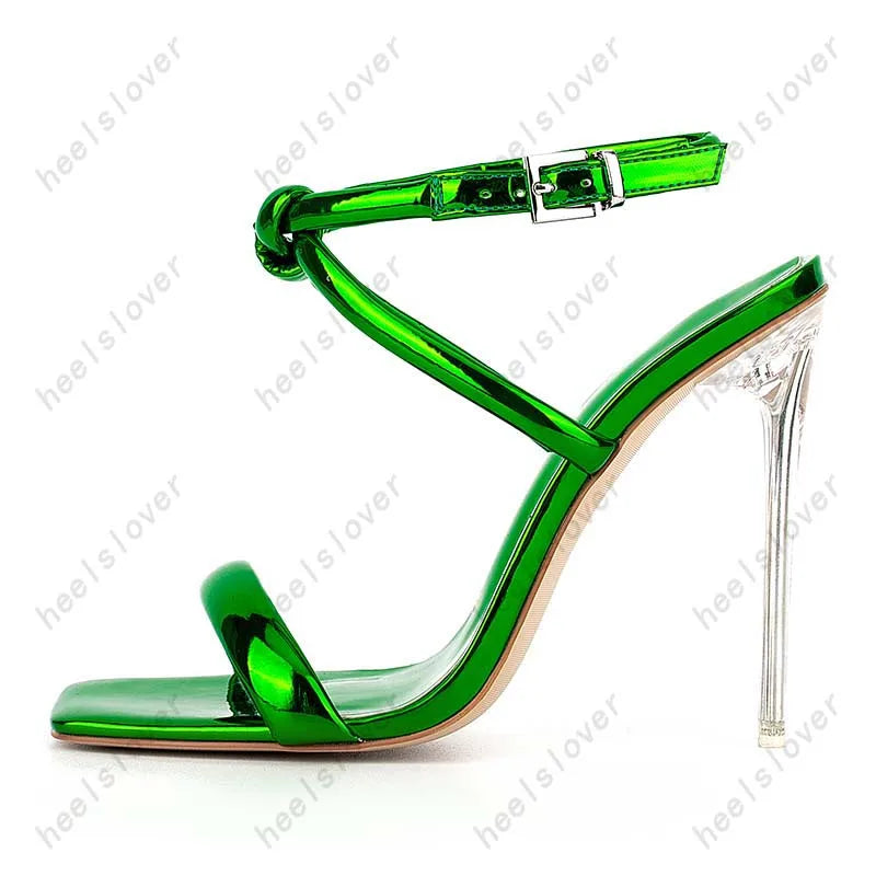 Square Toe Buckle Strap Stiletto Party Sandals for Women
