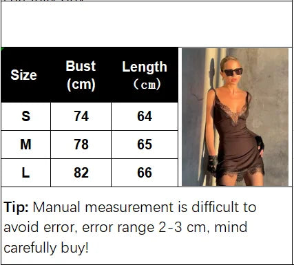 Brown Lace Patchwork Satin Sling Dress Women Chic Sleeveless V-neck High Waist Slim Dresses 2025 New Lady Street Party Vestidos