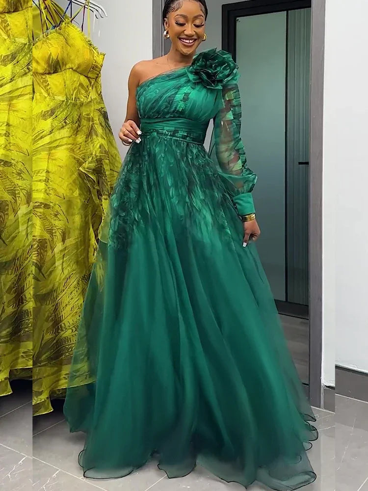 One Shoulder Pleated Bridesmaid Dress