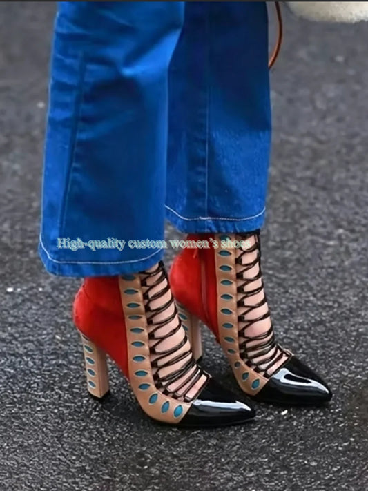 Multicolor Cutout Boots