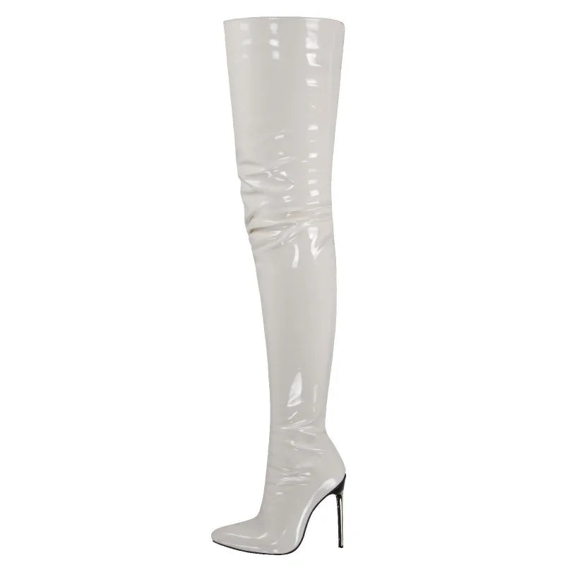 Patent Leather Over The Knee Stiletto Boots for Women
