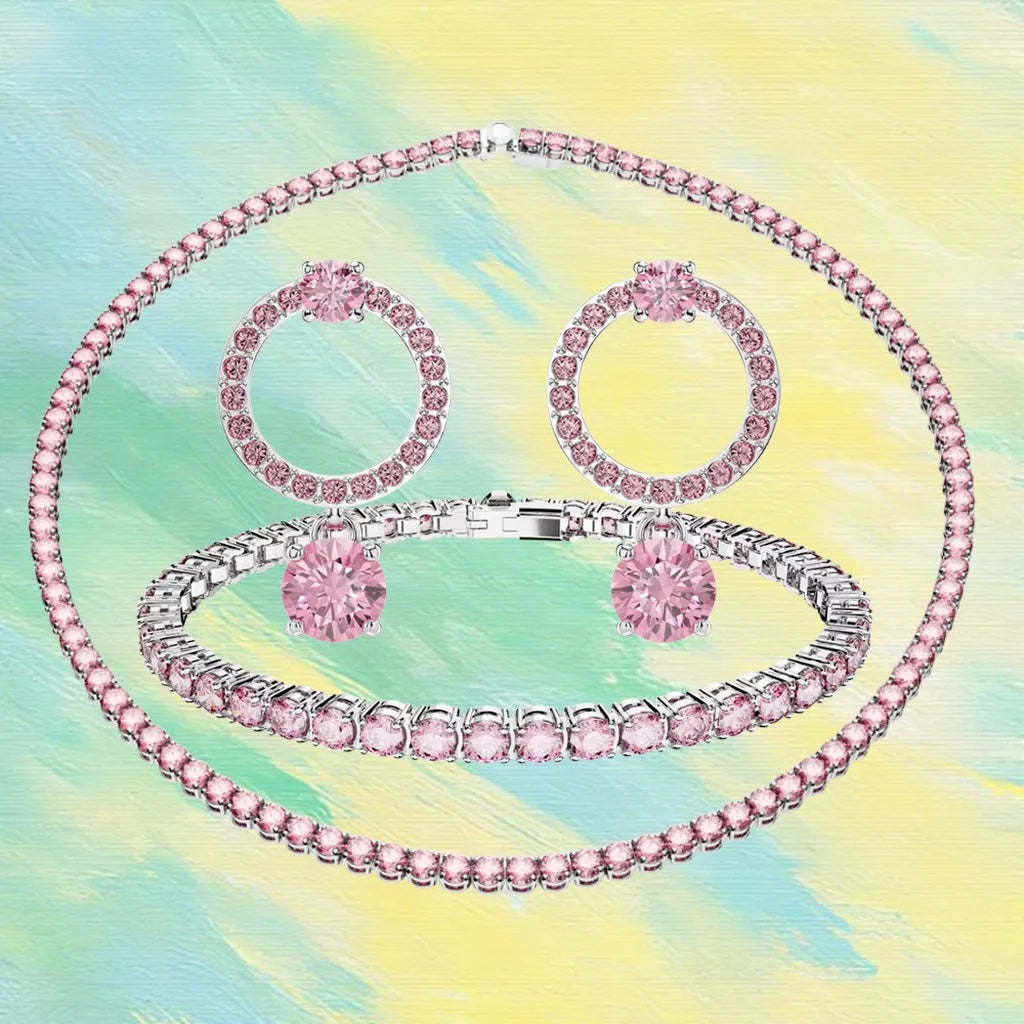 Gold Plated Sparkling Zirconia Jewelry Set for Women