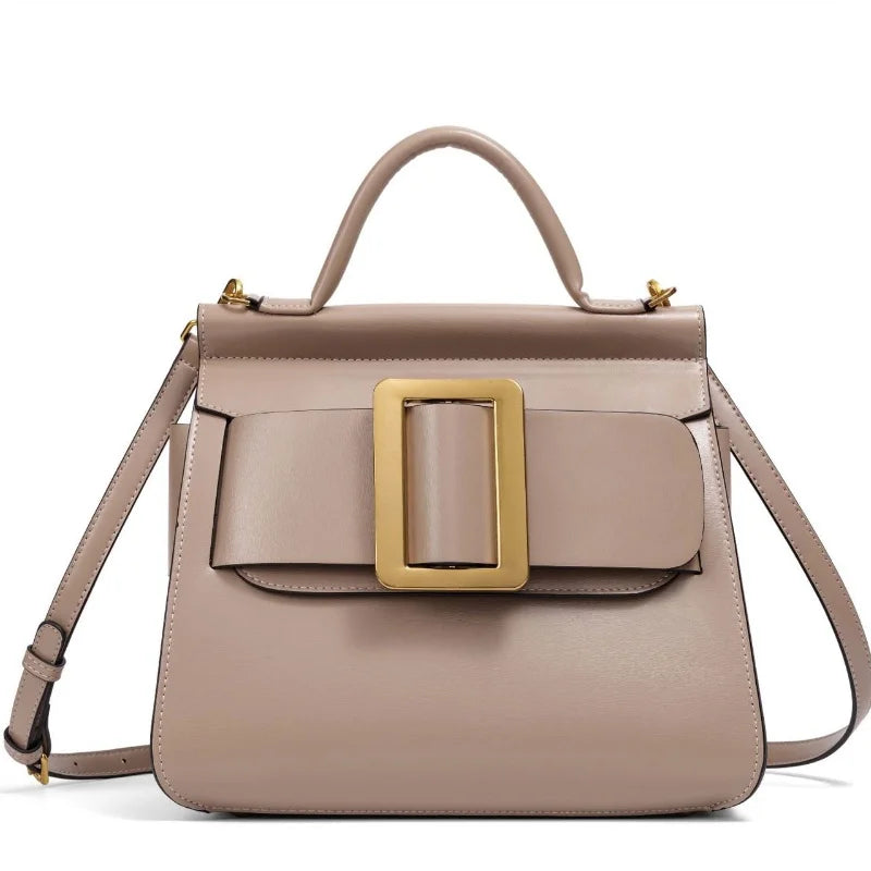 Structured Square Buckle Shoulder Bag