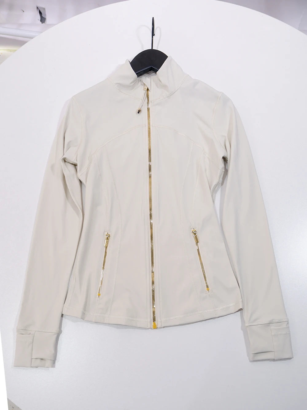 Slimming Gold Zipper Jacket and Yoga Pants Set for Women